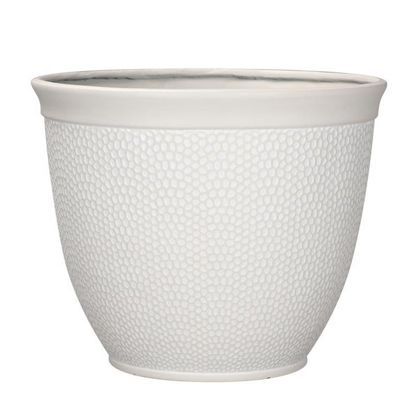 Jardinera de poliresina Shea de 13 pulgadas de alto x 16 pulgadas de profundidad de L&G Solutions, color blanco