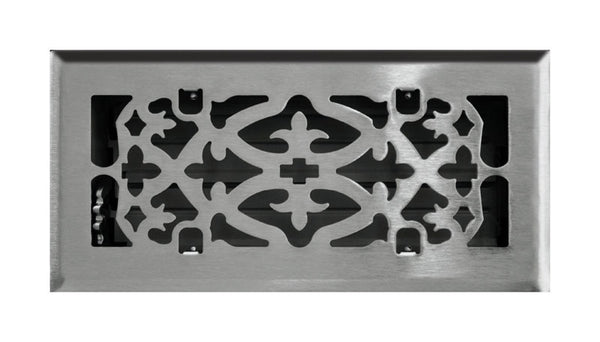 Difusor de piso de acero plateado satinado de 1 vía y 2 in de alto x 12 in de ancho de Tru Aire