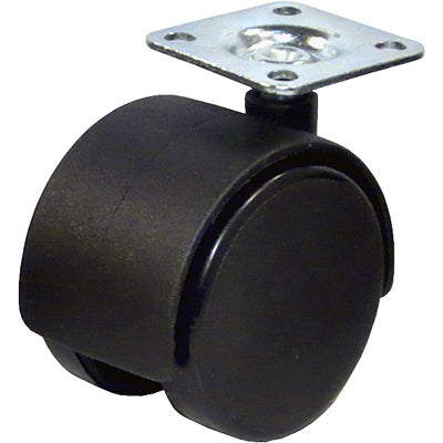 Dual Wheel Caster With Plate, Black, 2-In., 2-Pk.
