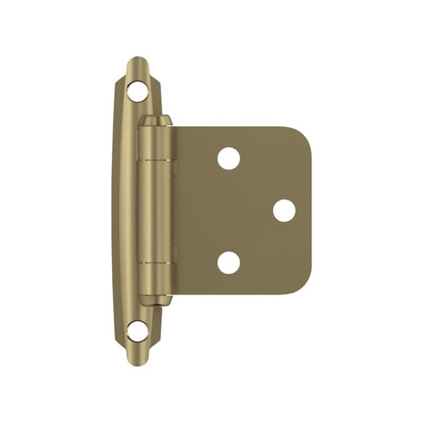 Bisagra superpuesta de acero dorado champán Amerock de 1-3/4 pulg. de ancho x 2-3/4 pulg. de largo, paquete de 2