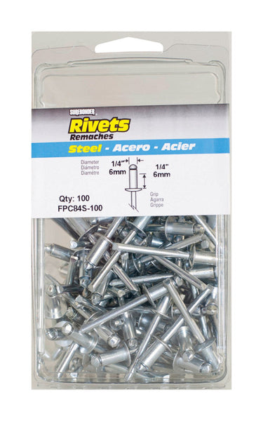 Surebonder 1/4 in. D X 1/4 in. Steel Rivets Silver 100 pc