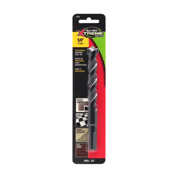 Broca para mampostería con punta de carburo y vástago recto Disston Blu-Mol Xtreme de 5/8 pulg. x 6 pulg., paquete de 1