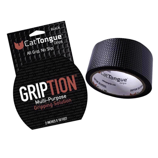 Cinta antideslizante negra CatTongue Grips Gription de 2 pulgadas de ancho x 10 pies de largo, paquete de 1