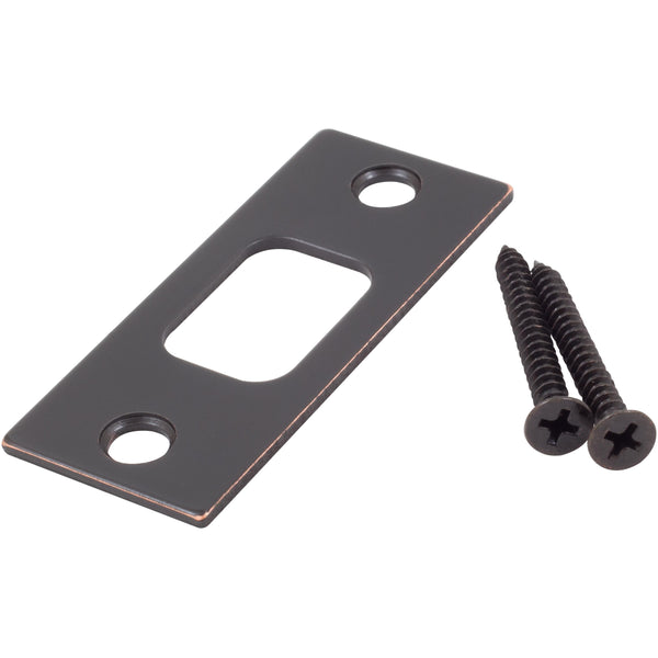 Square Corner Deadbolt Strike Plate, 1-1/8" x 2-3/4", 2-1/8" Center-to-Center, Vintage Bronze by Stone Harbor Hardware
