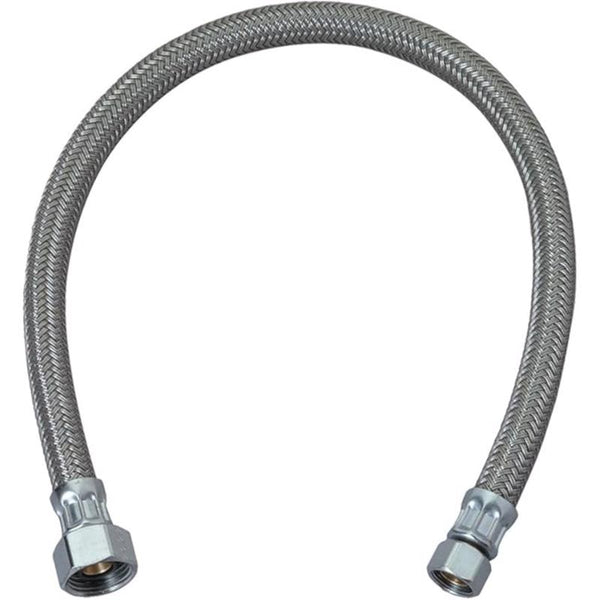 BrassCraft Plumbshop 3/8 in. Compression pc X 1/2 in. D FIP 16 in. Braided Stainless Steel Faucet Su