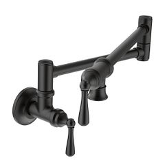Grifo de cocina de dos manijas en negro mate