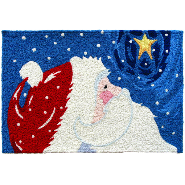 Alfombra decorativa de poliéster con diseño de Papá Noel mirando las estrellas de 20 pulgadas de ancho y 30 pulgadas de largo de Jellybean