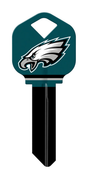 Llave universal en blanco de un solo lado de latón de los Philadelphia Eagles de Hillman, número 66/KW1 para casa u oficina (paquete de 6)