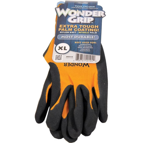Guantes de trabajo, palma de nitrilo con doble recubrimiento, nailon naranja, talla XL