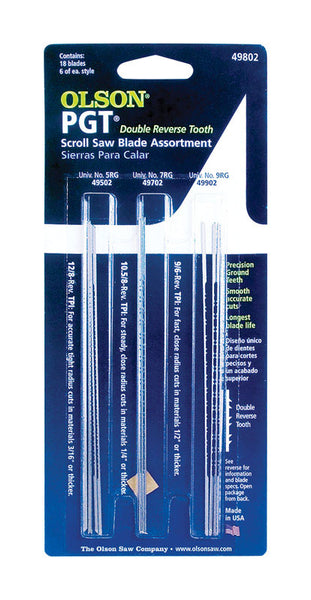 Hoja de sierra de calar de acero al carbono Olson PGT de 5 pulgadas, 2 dientes por pulgada, paquete de 18