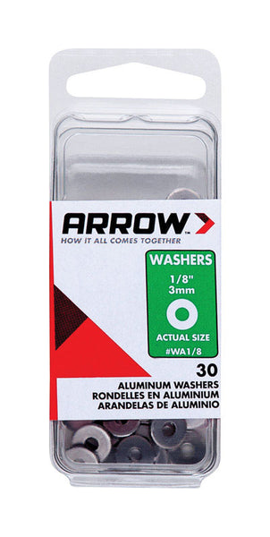 Arandelas planas de aluminio de 1/8 pulg. de diámetro, color plateado, paquete de 30