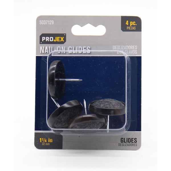 Deslizadores para sillas con clavos Projex de 1-1/4 pulg. en color negro, paquete de 4