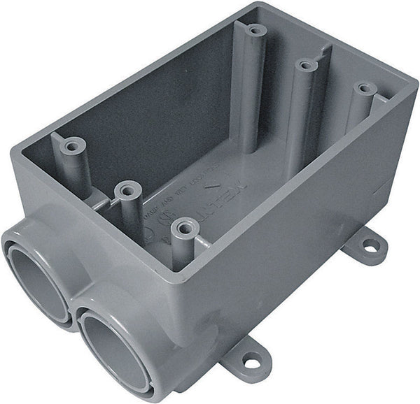 Caja de salida rectangular de PVC de 19 pulgadas cúbicas de Cantex New Work, de 1 unidad, color gris