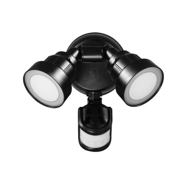 Luz de seguridad LED negra con sensor de movimiento y cableado de Globe Electric