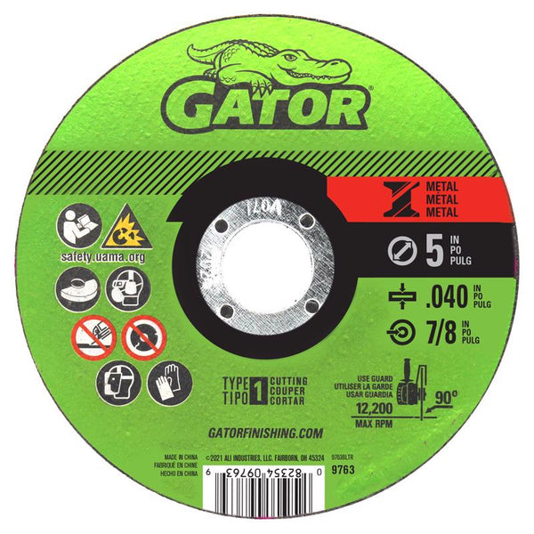 Hoja de corte de óxido de aluminio Gator de 5 pulg. de diámetro exterior y 7/8 pulg., paquete de 1