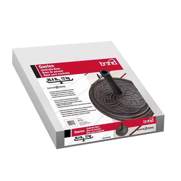Base de sombrilla Envirostone con cinta de bronce Bond - Caja abierta