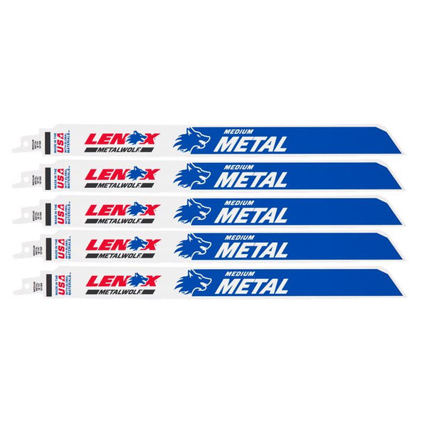 Hoja de sierra recíproca bimetálica WAVE EDGE de 12 pulgadas METALWOLF de Lenox, 18 dientes por pulgada, paquete de 5