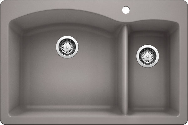 Diamond - Cuenco de 1 1/2" con montaje doble - Gris metalizado