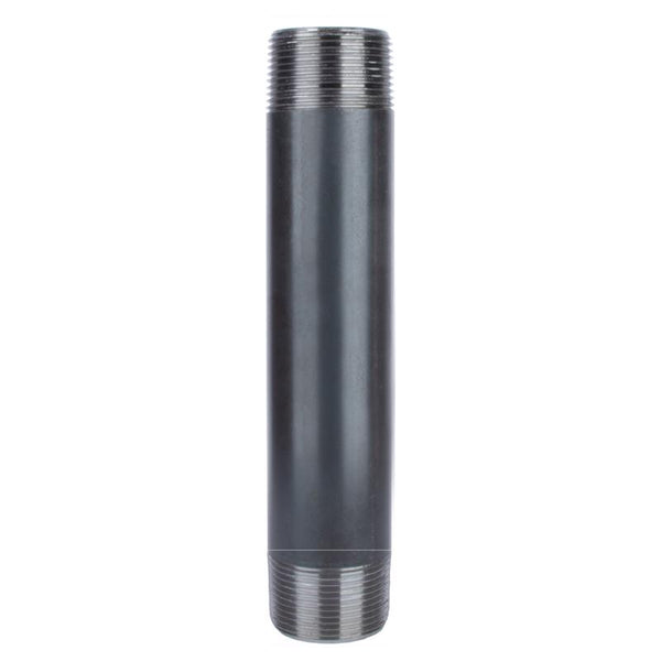 Boquilla de acero negro de 10 pulg. de largo y 1-1/4 pulg. MIP de STZ Industries, cada una, de 1-1/4 pulg. de diámetro y 1-1/4 pulg. MIP