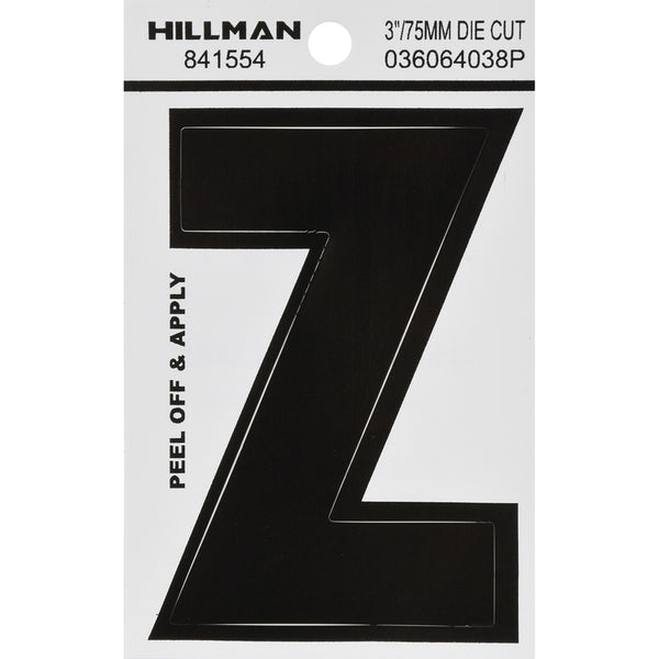 Hillman 3 in. Black Vinyl Self-Adhesive Letter Z 1 pc (Pack of 6)