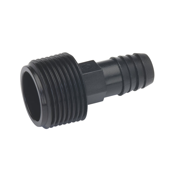 Adaptador de plástico con espiga en D de 1/2 pulg. y 3/4 pulg. MPT de B&K, paquete de 1