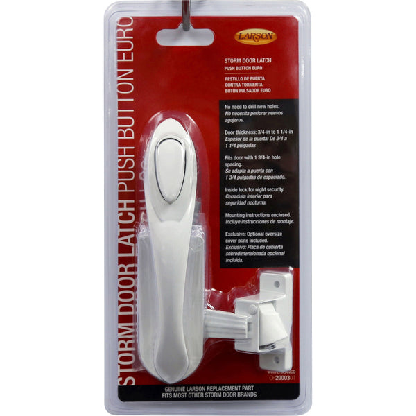 Pestillo pulsador de zinc blanco galvanizado Larson Euro, paquete de 1