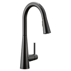Grifo de cocina monomando de arco alto extraíble en color negro mate