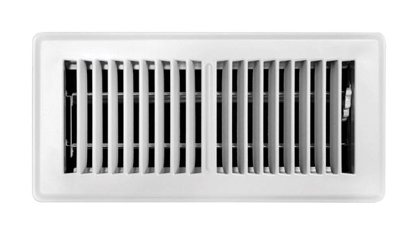 Tru Aire 4 in. H X 10 in. W 2-Way Powder Coat White Steel Floor Register