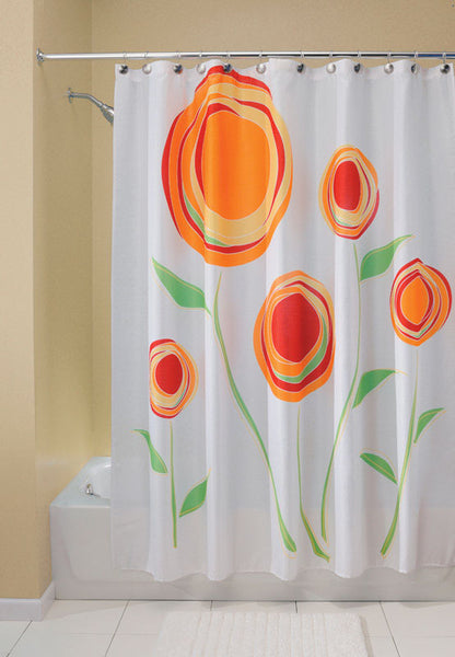 InterDesign 37120 72" X 72" Red & Orange Marigold Shower Curtain (Pack of 2)