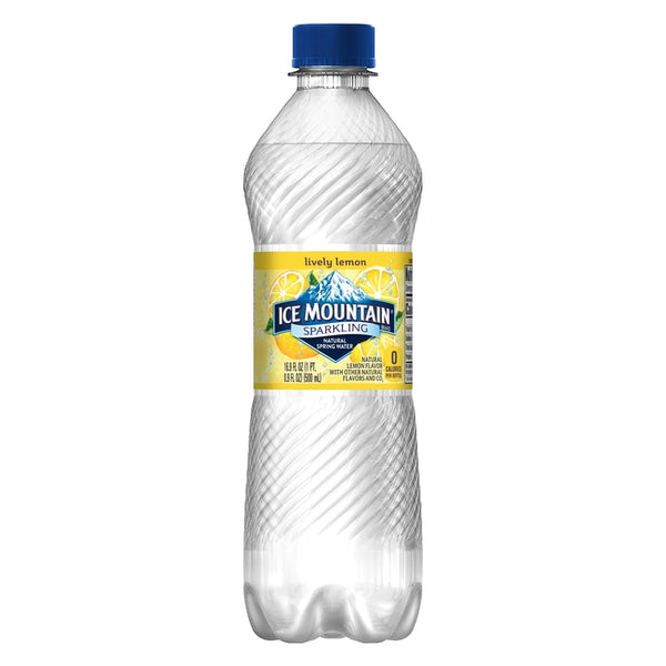 Nestle Waters Ice Mountain Lemon Agua de manantial con gas, 16,9 oz, paquete de 1 (paquete de 24)