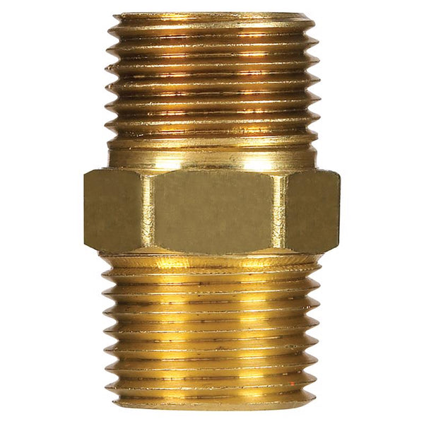 1/4 in. MPT X 1/4 in. D MPT Yellow Brass Hex Nipple (Pack of 5)