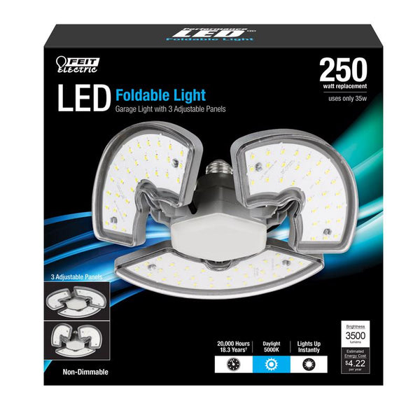 Lámpara LED plegable Feit LED Specialty de 3,4 pulg. de alto x 9 pulg. de ancho x 3,4 pulg. de largo en color plata escarchada