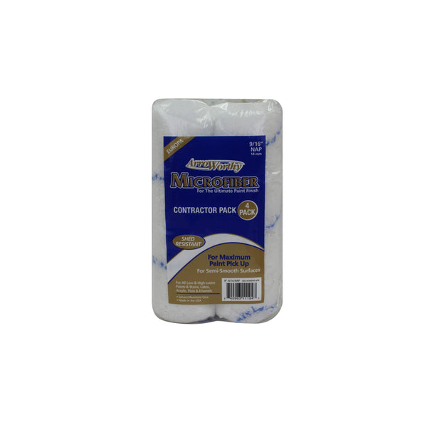 Funda para rodillo de pintura de microfibra ArroWorthy de 9 pulg. de ancho x 9/16 pulg., paquete de 4