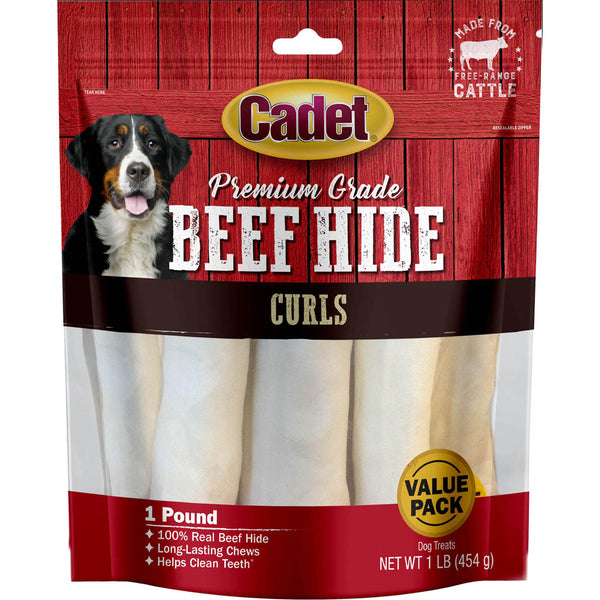Gourmet Dog Treats, Beef Hide Curls, 4 in., 1-Lb.