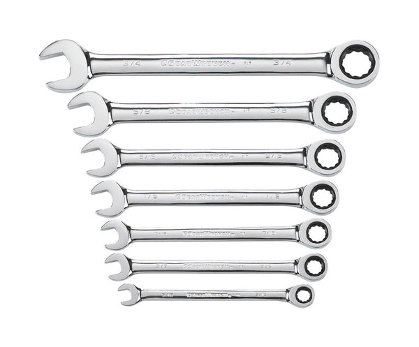 Juego de llaves combinadas de trinquete SAE de 12 puntas GEARWRENCH, 7 piezas