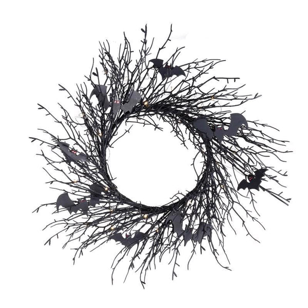 Celebrations Purple 35 ct 20 in. LED Prelit Black Twig Wreath (Pack of 6)