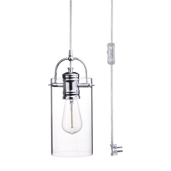 Lámpara colgante de 1 luz James de Globe Electric, color cromado metálico