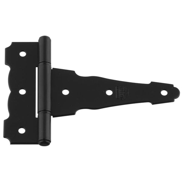 Bisagra decorativa en T de acero negro de 4 pulg. de longitud de National Hardware, paquete de 1