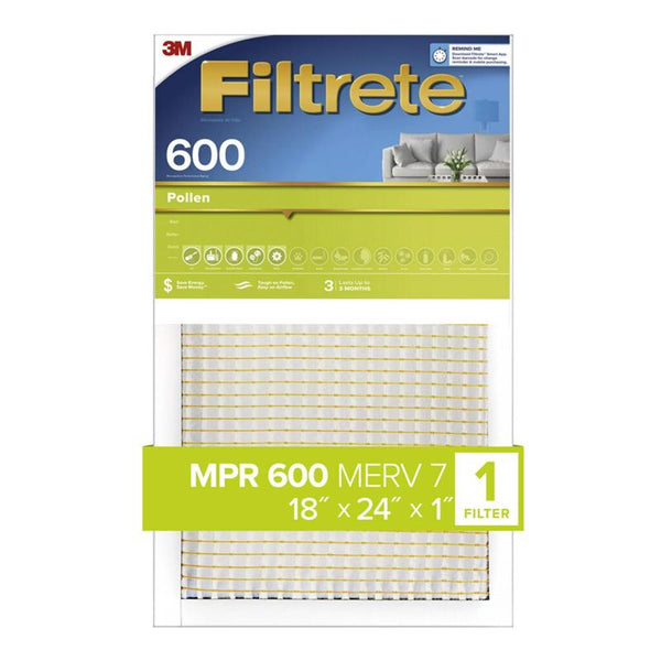 Filtro de aire plisado 3M Filtrete de 18 pulg. de ancho x 24 pulg. de alto x 1 pulg. de profundidad, 7 MERV, paquete de 1 (paquete de 4)