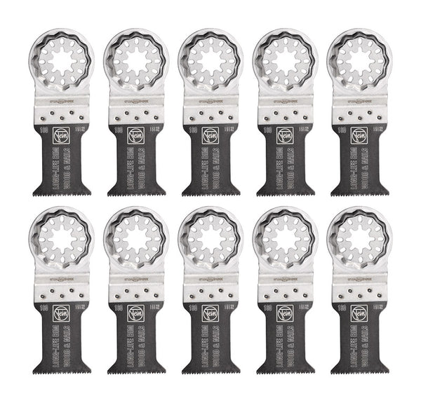 Juego de hojas de sierra bimetálicas Fein Starlock de 1-3/8 pulg. x 2 pulg. de largo, paquete de 10