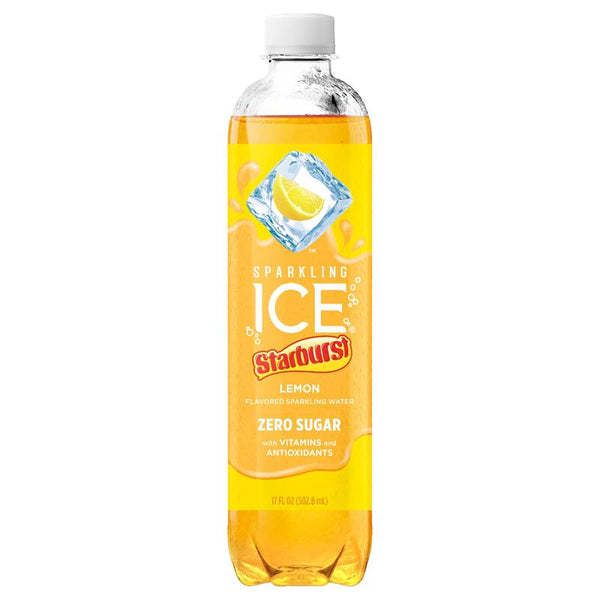 Agua carbonatada con sabor a limón Sparkling Ice Starburst, 17 oz, paquete de 12