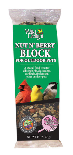 Bloque de comida para pájaros Wild Delight de especies variadas Nut 'N Berry, 13 oz (paquete de 10)