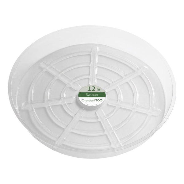 Platillo de plástico transparente para plantas de Crescent Garden de 2 pulgadas de alto x 12 pulgadas de profundidad (paquete de 50)