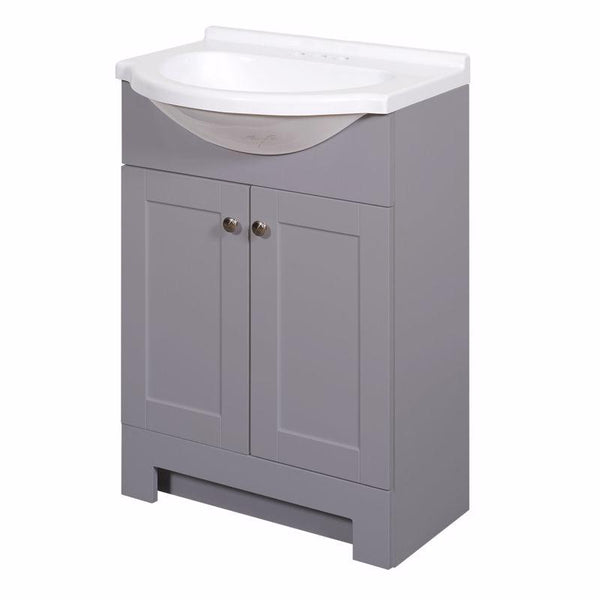 Zenna Home Single Gray Bathroom Vanity 24 in. W X 16 in. D X 35.5 in. H
