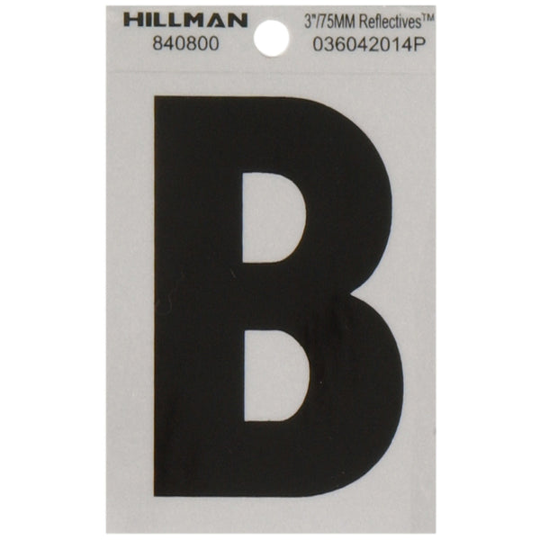 Letra B autoadhesiva de Mylar negra reflectante Hillman de 3 pulgadas (1 unidad, paquete de 6) - Oferta de la semana