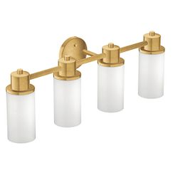 LÁMPARA DE BAÑO DE CUATRO GLOBOS EN ORO CEPILLADO