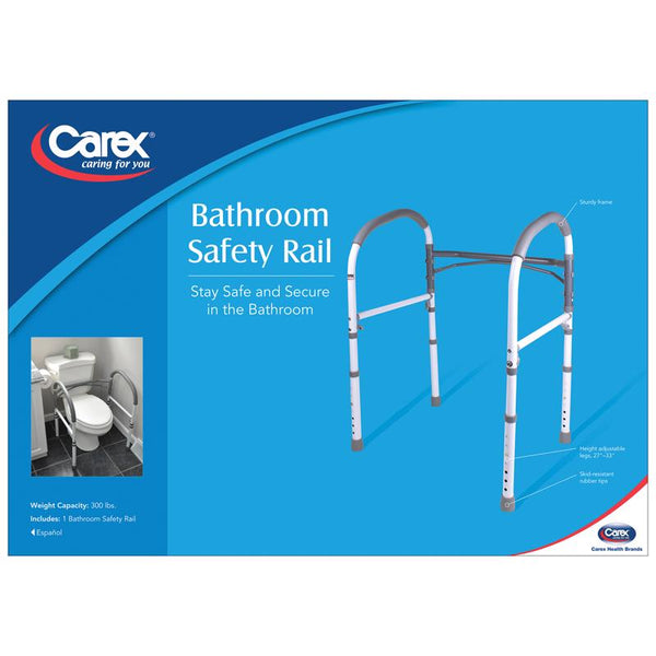 Barra de seguridad para inodoro de aluminio de Carex Health Brands, color blanco, 33 pulgadas de alto x 23,25 pulgadas de largo