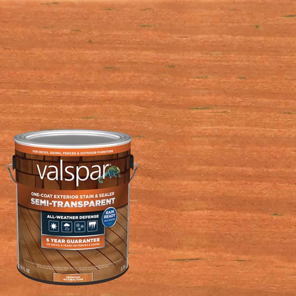 Valspar One-Coat Semi-Transparent Redwood Naturaltone Stain and Sealer 1 gal (Pack of 4)