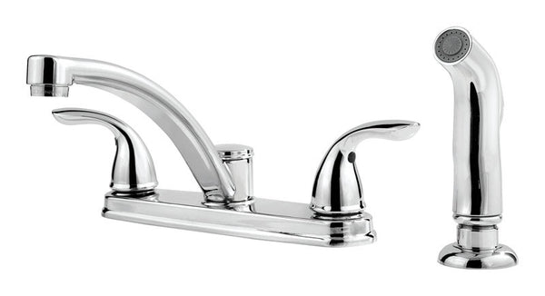Pfister Delton Two Handle Chrome Kitchen Faucet Side Sprayer Included