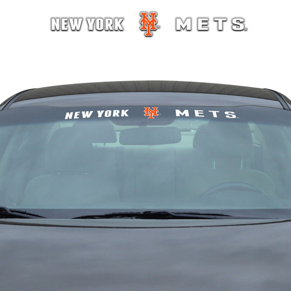 MLB - Calcomanía para parabrisas con rayas solares de los New York Mets, 3,25 x 34 pulgadas.